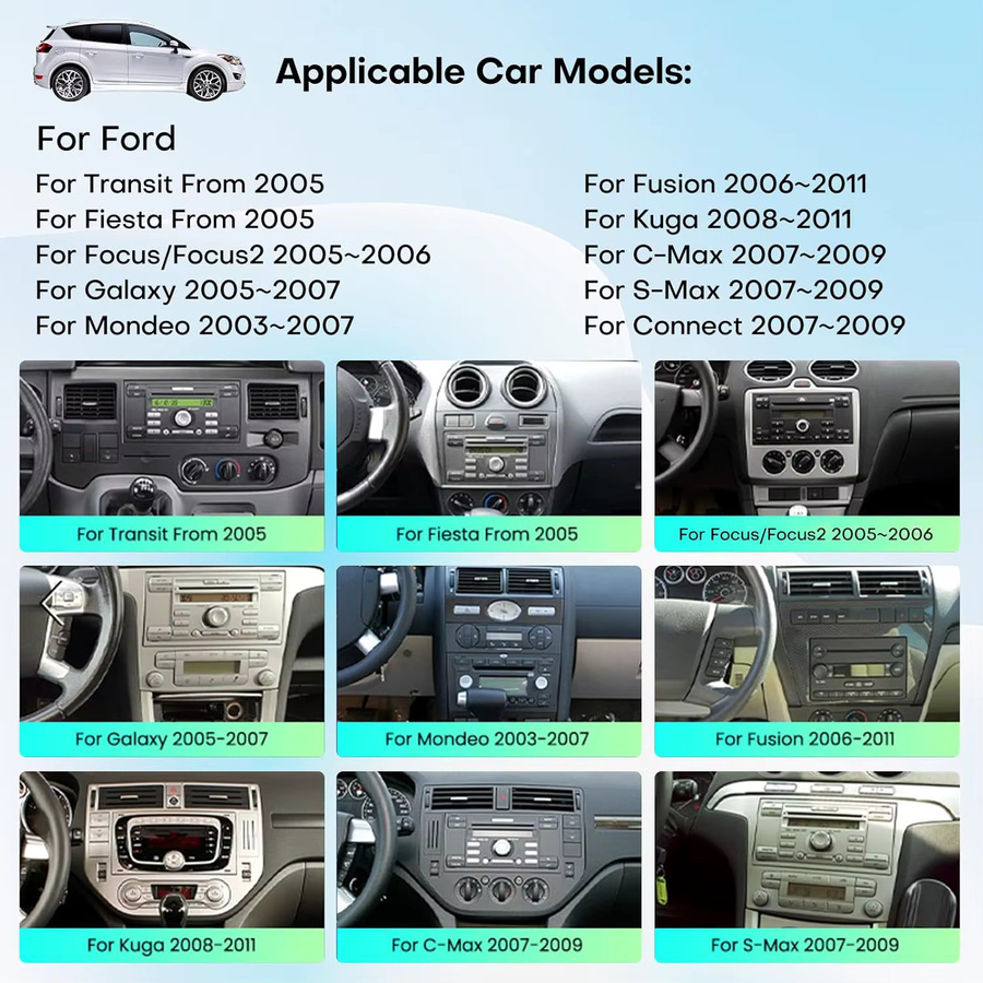 Gearelec 7-Zoll Autoradio mit GPS, kabellosem CarPlay und Android Auto in Schwarz für Ford Fusion 2006–2012 und Focus 2005–2006 - Bild 4