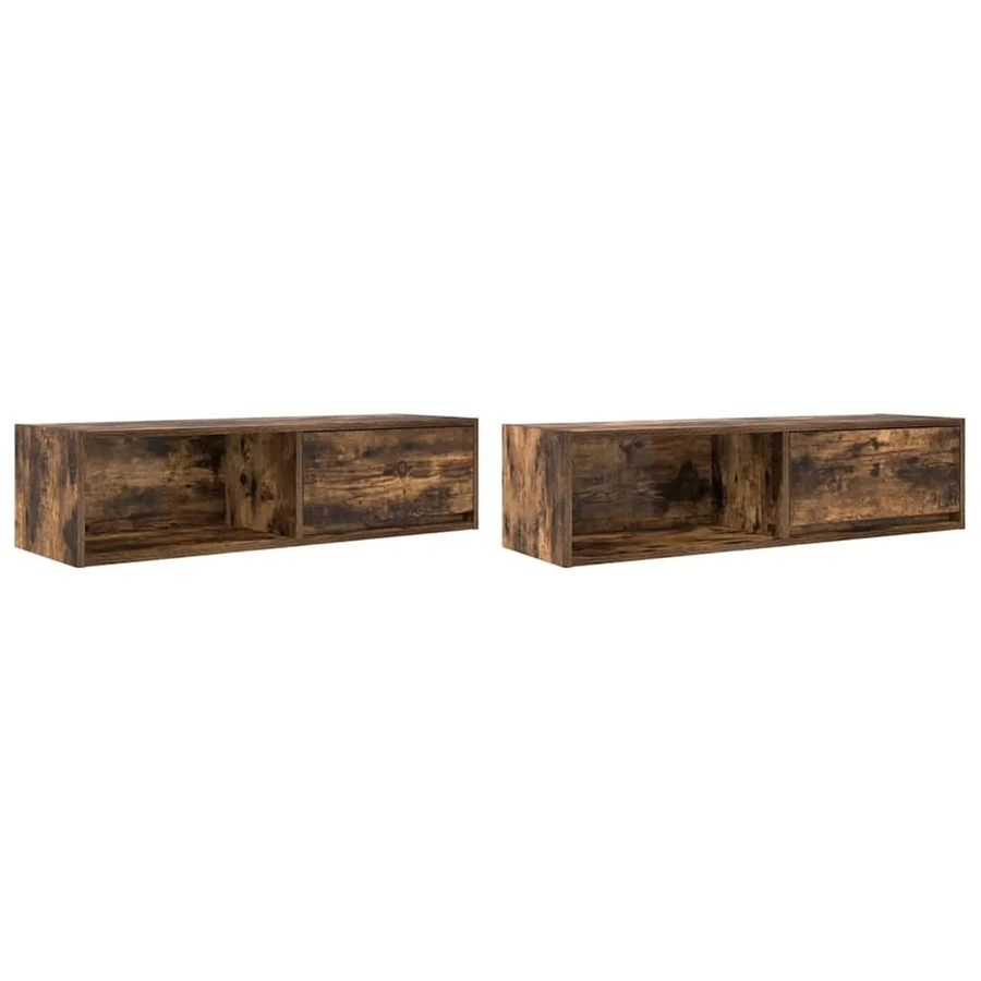 Set aus 2 vidaXL TV-Schränken in Räuchereiche, Holzwerkstoff MDF, B/T/H: 100 x 31 x 25,5 cm - Bild 2
