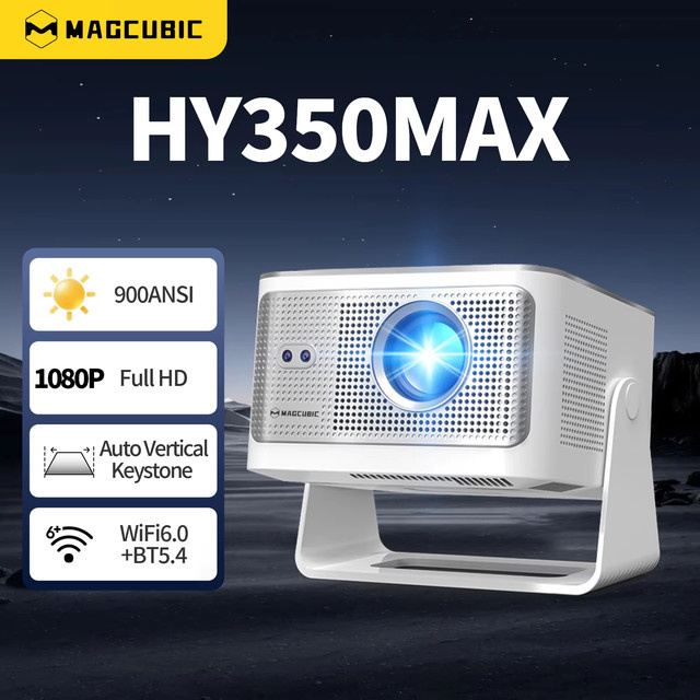 Magcubic Tragbarer Heimkino-Projektor HY350Max mit Android 14, 900 ANSI Lumen, Autofokus und 8K Unterstützung in Weiß - Bild 1