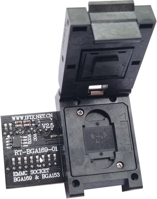 EMMC-Adapter Set mit 5 Rahmen für RT809H Programmierer, RT-BGA169-01, BGA169 und BGA153 kompatibel, Schwarz - Bild 1