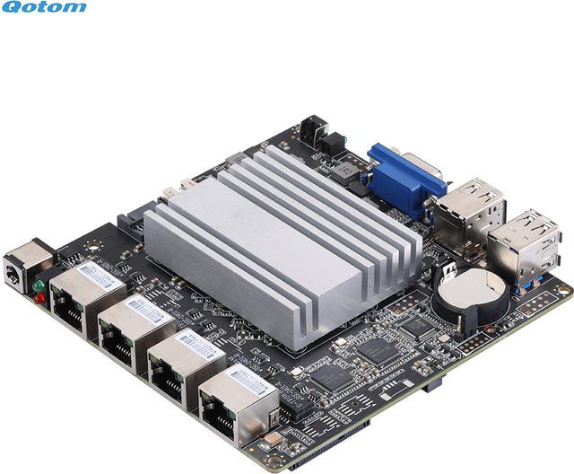 Qotom Nano-ITX-Motherboard mit Pentium N3540 Quad Core Prozessor 2,16 GHz, VGA, 4x Gigabit LAN, VPN-Router und Firewall, Schwarz - Bild 1