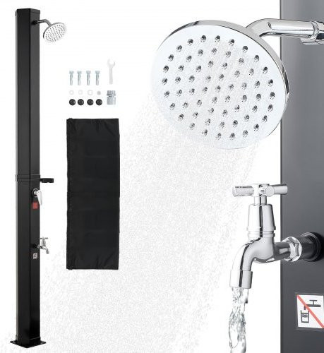 VEVOR Solar-Außendusche mit 35L Tank, Schwarz, Höhe: 195 cm, inklusive Fußhahn und Seifenfach für Garten, Pool oder Strand - Bild 1