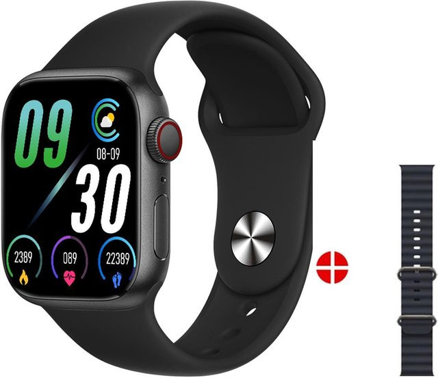 IWO Serie 7 Smart Watch 2 Fitness Tracker mit Herzfrequenzmessung und DIY Zifferblatt in Schwarz für iOS und Android - Bild 1