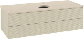 V&B Waschtischunterschrank Antao mit Frontstruktur und Beleuchtung in Grau lackiert, B/T/H: 120 x 36 x 50 cm - Bild 1