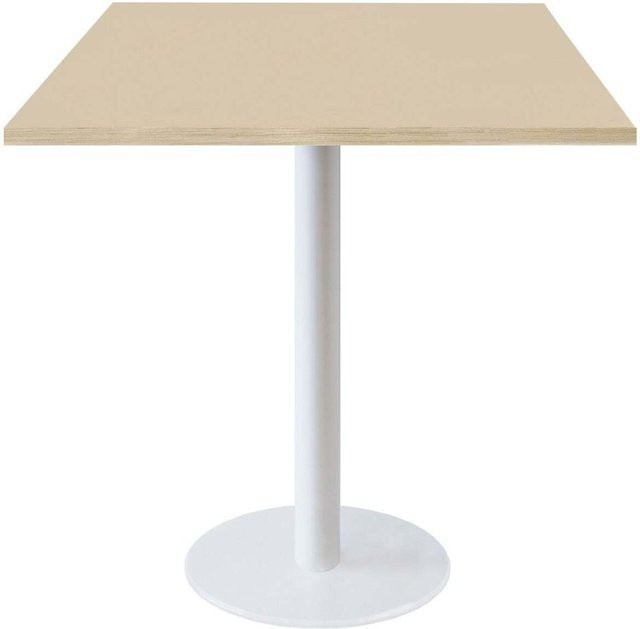RestooTab Tisch Rome quadratisch in Weiß, Beige und Braun mit MDF-Platte und Metallgestell, B/T/H: 70 x 70 x 75 cm - Bild 1