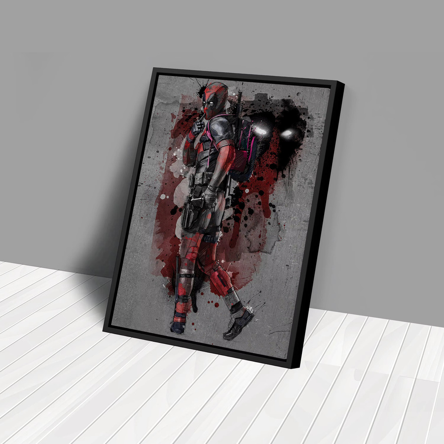 KAYOU Deadpool Poster Marvel Comics Gerahmte Wandkunst als Leinwanddruck in Rot - Bild 3