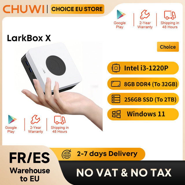 CHUWI LarkBox X Mini-PC mit Intel i3-1220P, 8GB RAM, 256GB SSD und WiFi 6 in Weiß - Bild 1