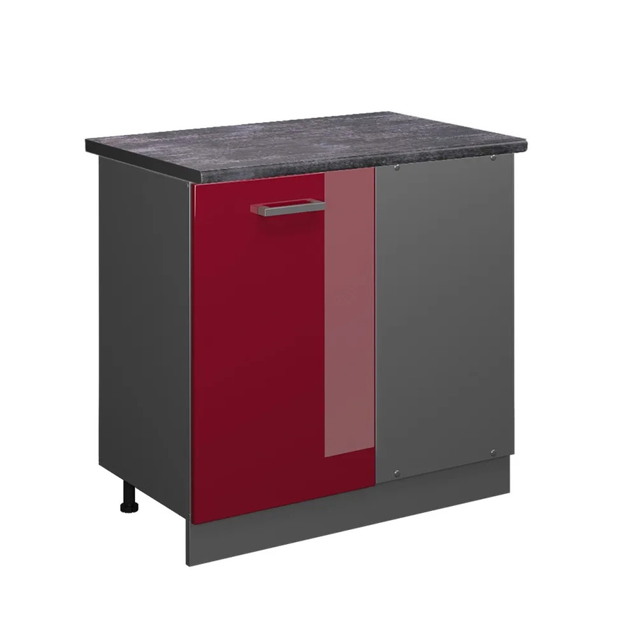 Vicco R-Line Eckunterschrank für die Küche in Bordeaux Hochglanz und Anthrazit, H: 86 cm, B: 60 cm, T: 76,7 cm - Bild 2