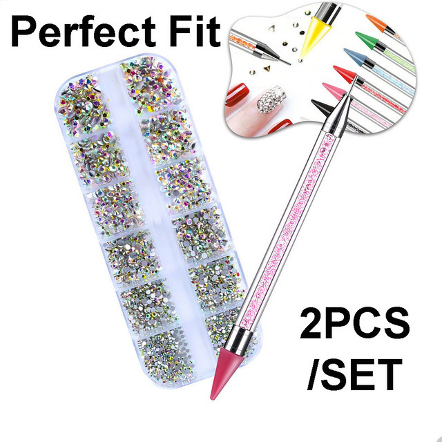 FUMOSIK Nagelkunst-Dekorationsset, Strass-Dekoration und Strass-Pick-up-Stift, Unisex - Bild 1