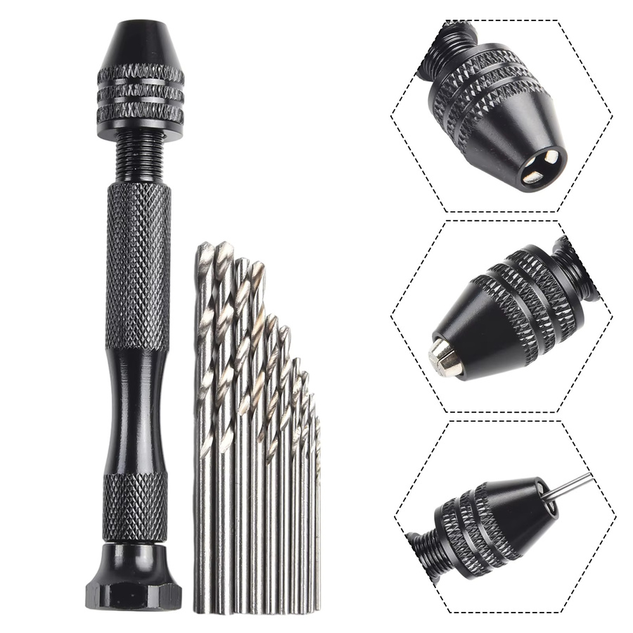 DAZZLEEX Kleines Handbohrer-Set für Modellbau und DIY mit 10 Spiralbohrern, Durchmesser 0,3-3,2 mm - Bild 4