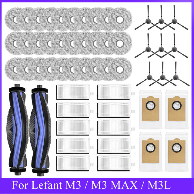 Lefant Zubehör-Set für M3, M3 MAX und M3L mit HEPA-Filtern, Hauptseitenbürsten, Mopp-Tuch-Pads und Staubbeuteln - Bild 1