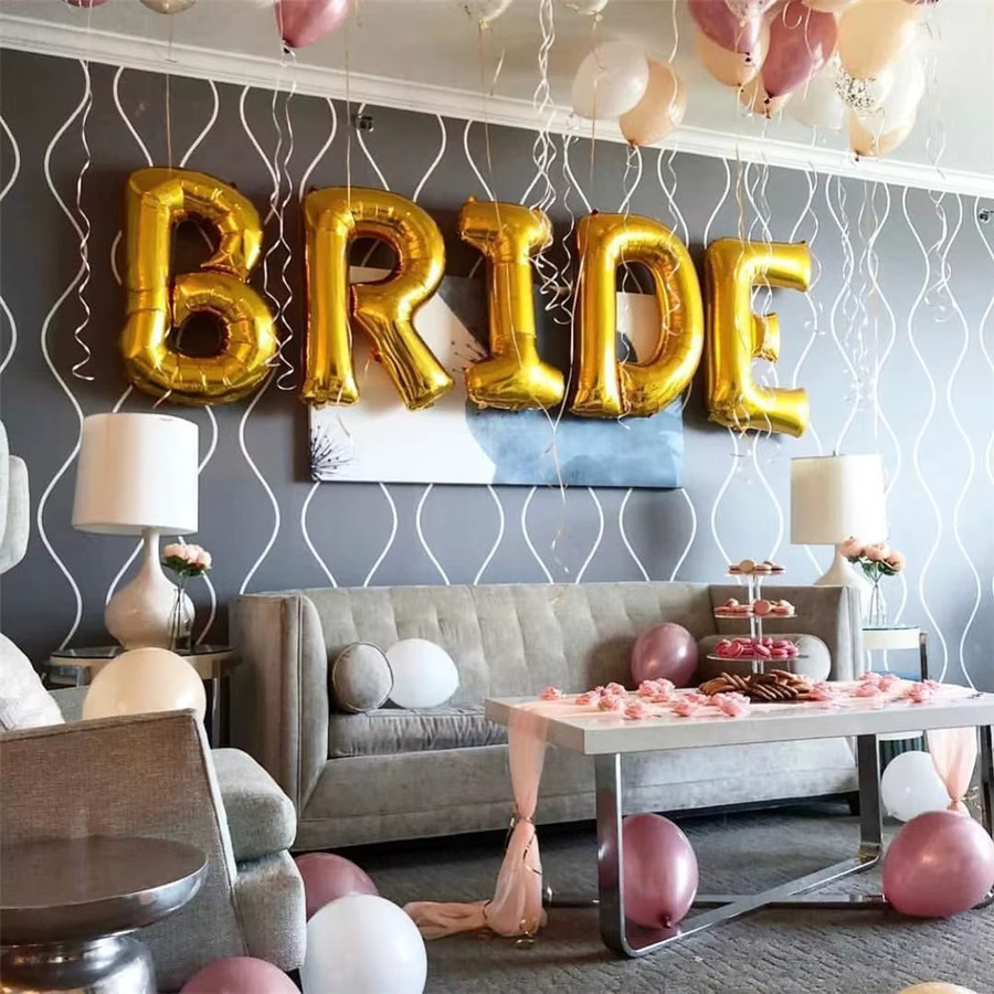 LQZZY Braut Buchstaben Folienballons 32 Zoll in Roségold und Silber für Hochzeit, Brautparty und Junggesellenabschied - Bild 1