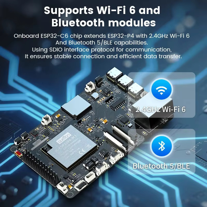 Espressif ESP32-P4 und ESP32-C6 Entwicklungsboard mit 32MB PSRAM und 16MB Flash, Smart Board mit Wi-Fi und Bluetooth, Schwarz - Bild 3