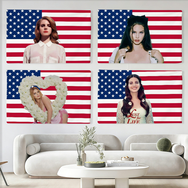 Lana Del Rey Flagge von Warner Bros. in Multicolour, Rechteckiges Textil-Banner zur Wanddekoration, Breite: 60,0 cm, Höhe: 40,0 cm - Bild 1
