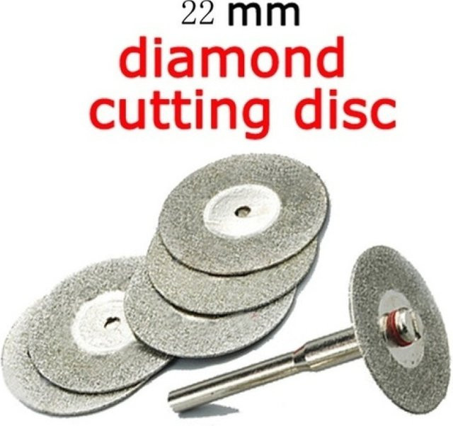 RIGWARL Diamant-Trennscheiben Set mit Verbindungsschaft, 5 Stück Mini-Diamant-Sägeblätter für Dremel und Drehwerkzeuge, Grau, Durchmesser: 22 mm - Bild 1