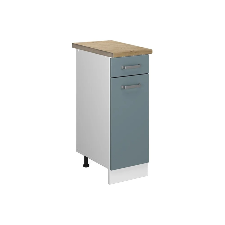 Vicco Küchenunterschrank R-Line Schubladenschrank in Blau-Grau/Weiß mit Eiche-Optik, B: 30,0 cm, H: 81,6 cm, T: 60,0 cm - Bild 2