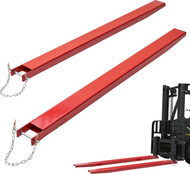 SucceBuy Palettenverlängerungen aus Kohlenstoffstahl mit Pins, 1 Paar rote Gabelstapler-Aufsätze für die Lagergutbearbeitung, 72/82 inch - Bild 1
