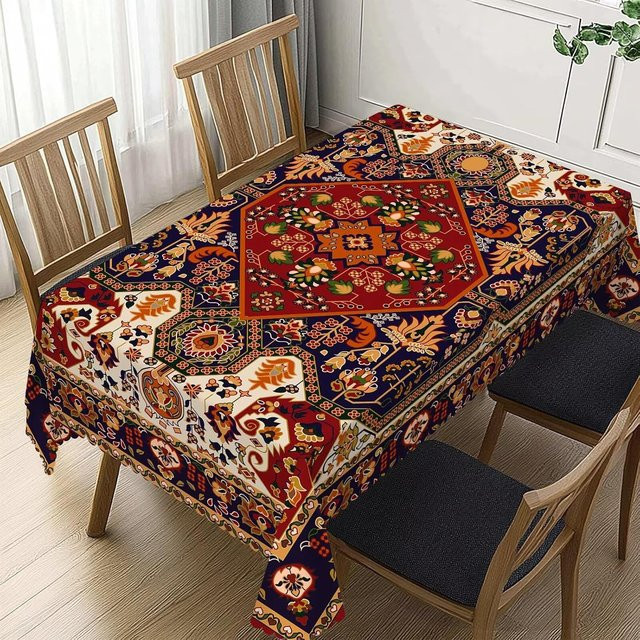Rechteckige Tischdecke im persischen Boho-Stil von JMG Household Supplies, braun/mehrfarbig, B/L: 100 x 145 cm - Bild 1