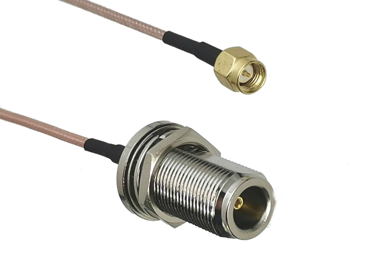 SMA-Stecker Typ Jacke auf SMA-Buchse Typ Mutter, RG316 Koaxialkabel Jumper, Farbe: Silber - Bild 2