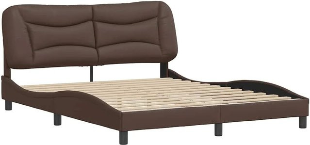 vidaXL Bettgestell aus Kunstleder in Braun mit Kiefernholz, B/T/H: 160 x 200 x 165 cm - Bild 1