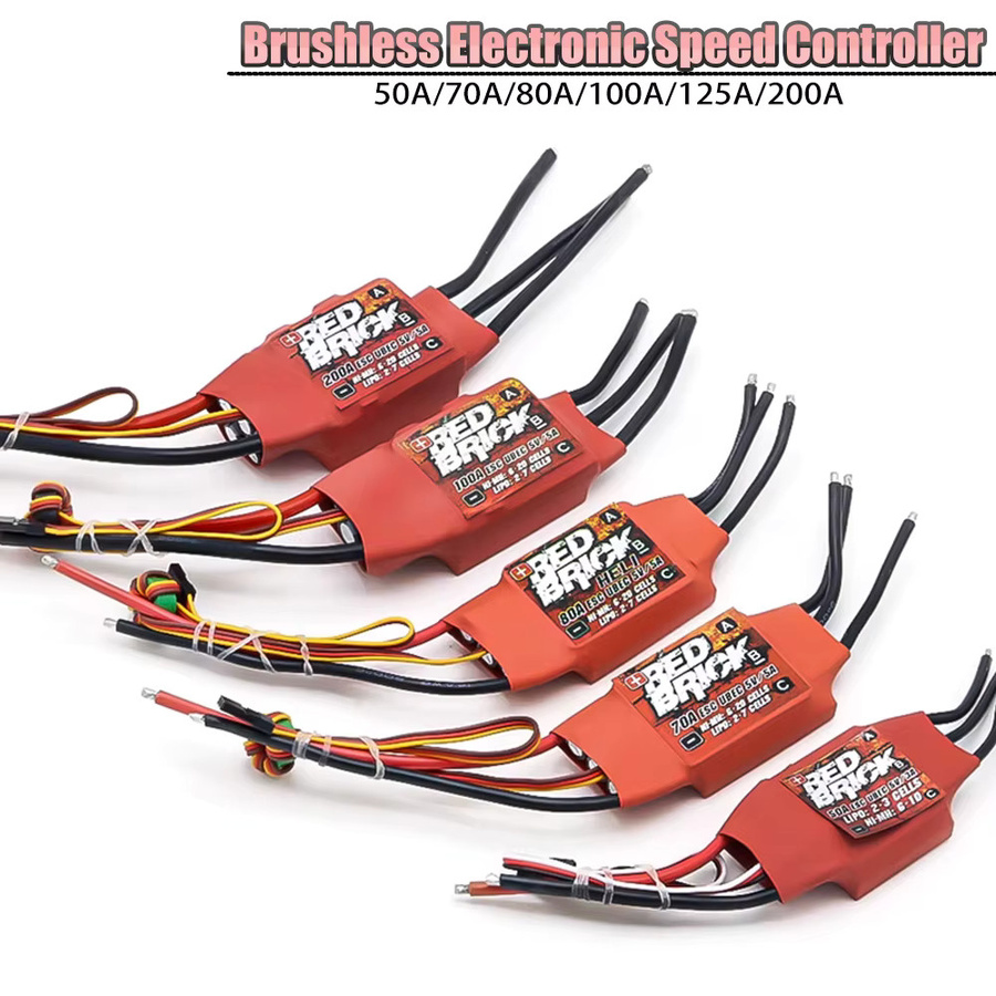Red Brick QX-MFLU Bürstenloser elektronischer Geschwindigkeitsregler ESC 50A-200A mit 5V/3A oder 5V/5A BEC für FPV Multicopter Drohnen in Rot - Bild 2