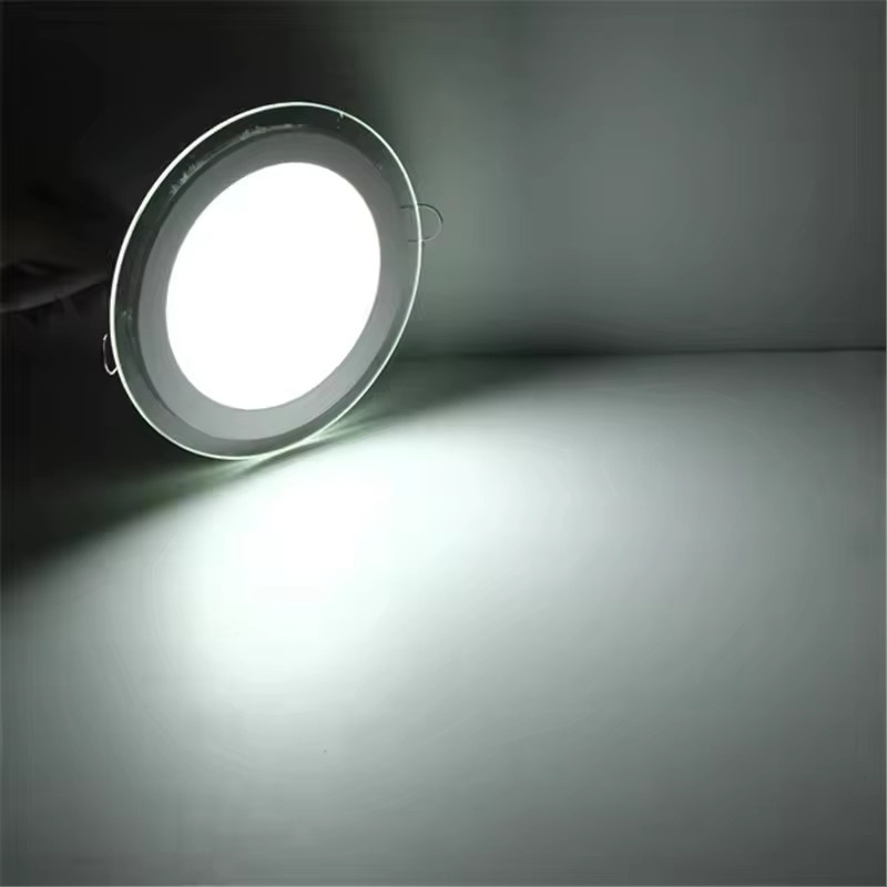 Evelobin LED-Panel-Leuchte rund mit Glasscheibe in Weiß und Transparent als moderne Deckeneinbauleuchte - Bild 3