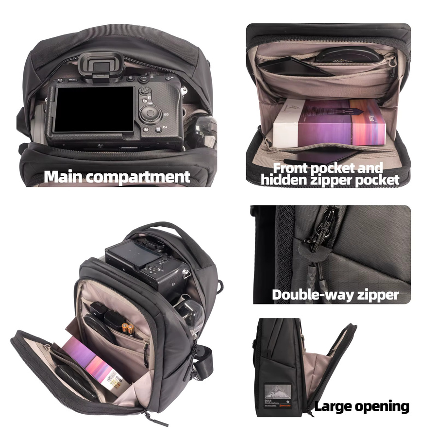 Besnfoto Kamera-Rucksack in Schwarz mit wasserdichter Hartschalenhülle für Sony A7 II/III/IV/R/V und Canon R100/R50 sowie DSLR und spiegellose Kameras - Bild 5