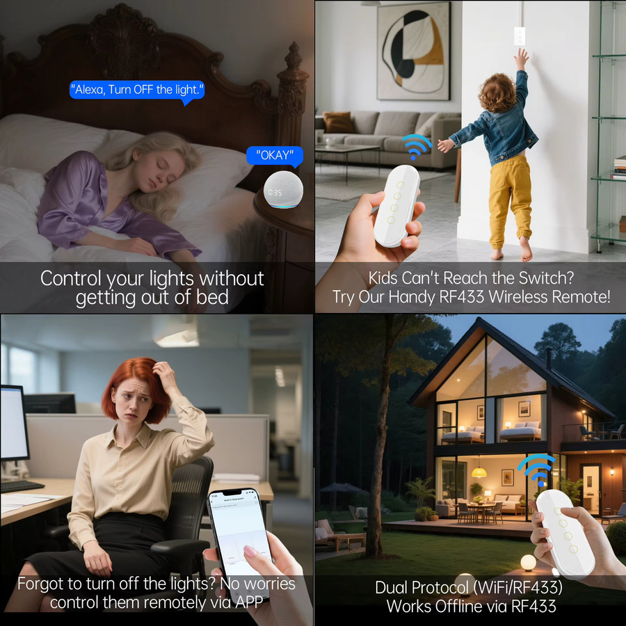 WLAN Smart Schalter in Weiß mit Touch-Funktion, kompatibel mit Tuya Smart Life App, Alexa und Google Home, ohne Neutralleiter erforderlich - Bild 3