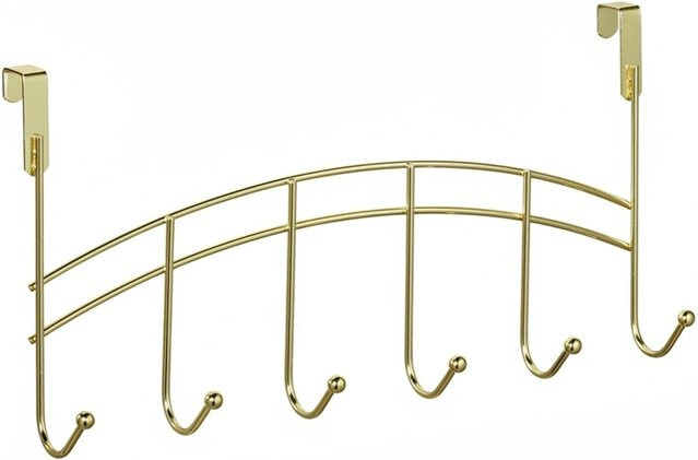 Relaxdays Türgarderobe aus Eisen zum Einhängen mit 6 Haken in Gold, B/T/H: 20 x 9 x 40 cm - Bild 1