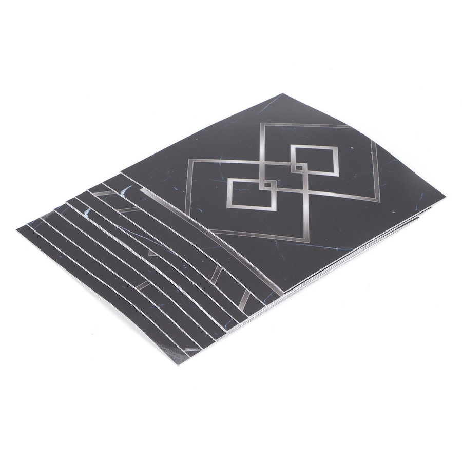 10 Stück GoolRC Fliesen Wandaufkleber aus PVC in Schwarz mit geometrischem Art Deco Design zur selbstklebenden Gestaltung von Küche und Wohnzimmer - Bild 2