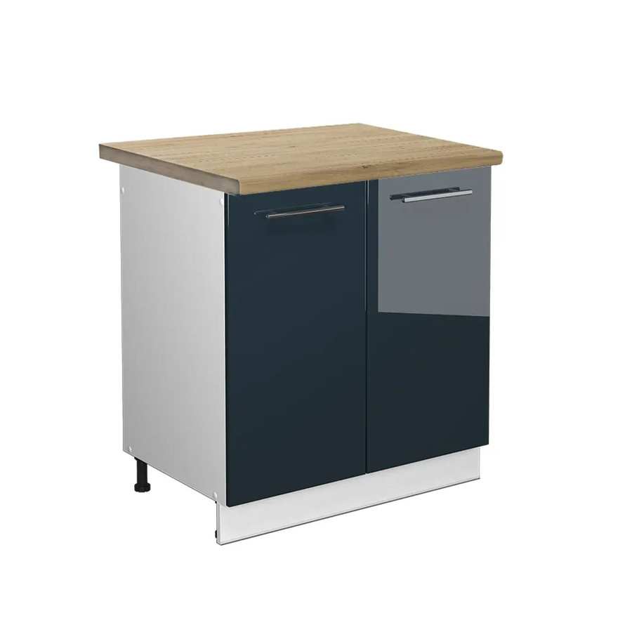 Vicco Spülenunterschrank Fame-Line Dunkelblau Hochglanz/Weiß Eiche Breite: 80 cm - Bild 2