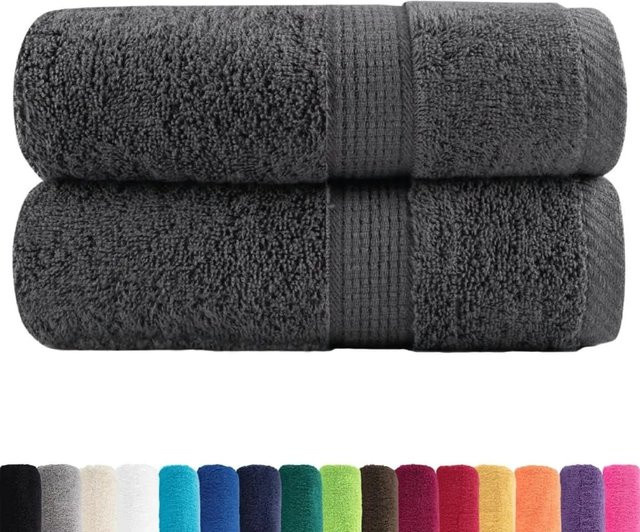 vidaXL Premium Waschhandtücher SOLUND, 2 Stück, Anthrazit, Baumwolle, B/H: 30 x 30 cm, 600 g/m² - Bild 1