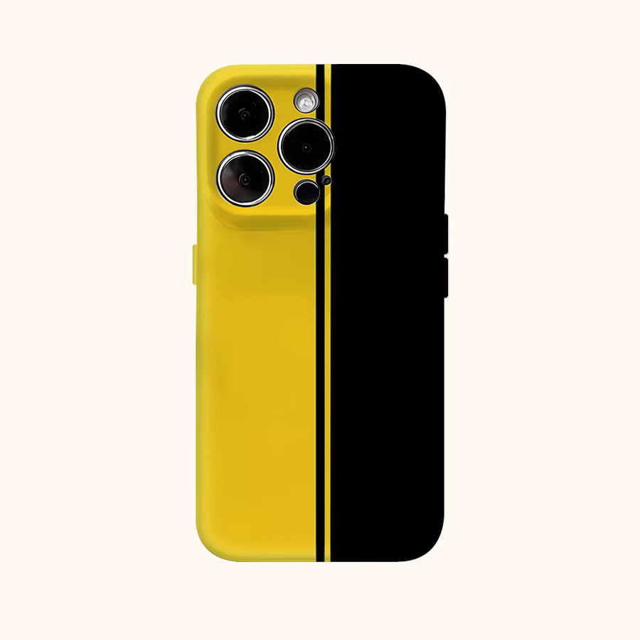 Potdemiel Handyhülle in Gelb-Schwarz Gestreift für iPhone 17 Pro Max Plus 16 15 14 13 12 11 mit doppelschichtiger Rückabdeckung - Bild 2