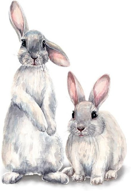 TOMTOP JMS Ostern Wandaufkleber mit Bunny Cartoon Motiv in Grau, abnehmbare Wanddekoration für Kinderzimmer und Kindergarten - Bild 1