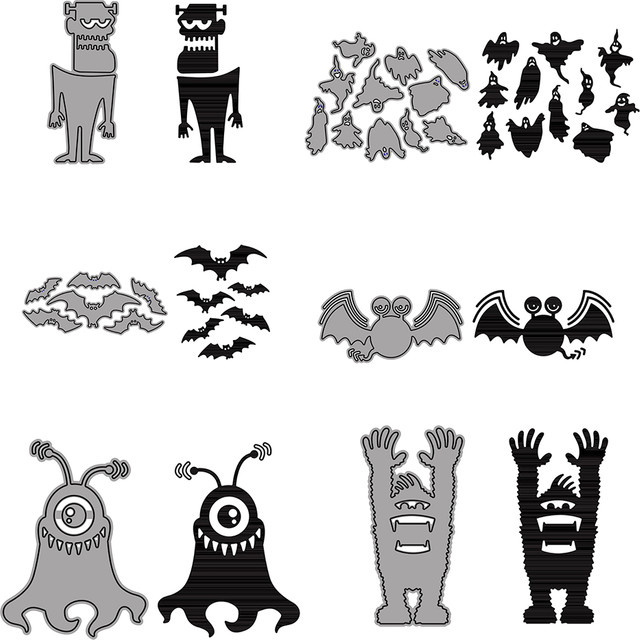 Halloween Metall-Stanzformen in Silber für DIY-Kartenherstellung und Scrapbooking - Bild 1