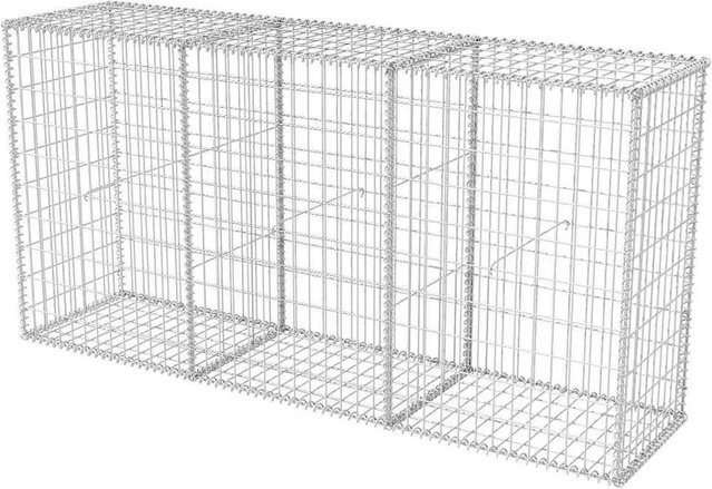 vidaXL Gabionenkorb aus verzinktem Stahl in Silber, B/T/H: 200 x 50 x 100 cm - Bild 1