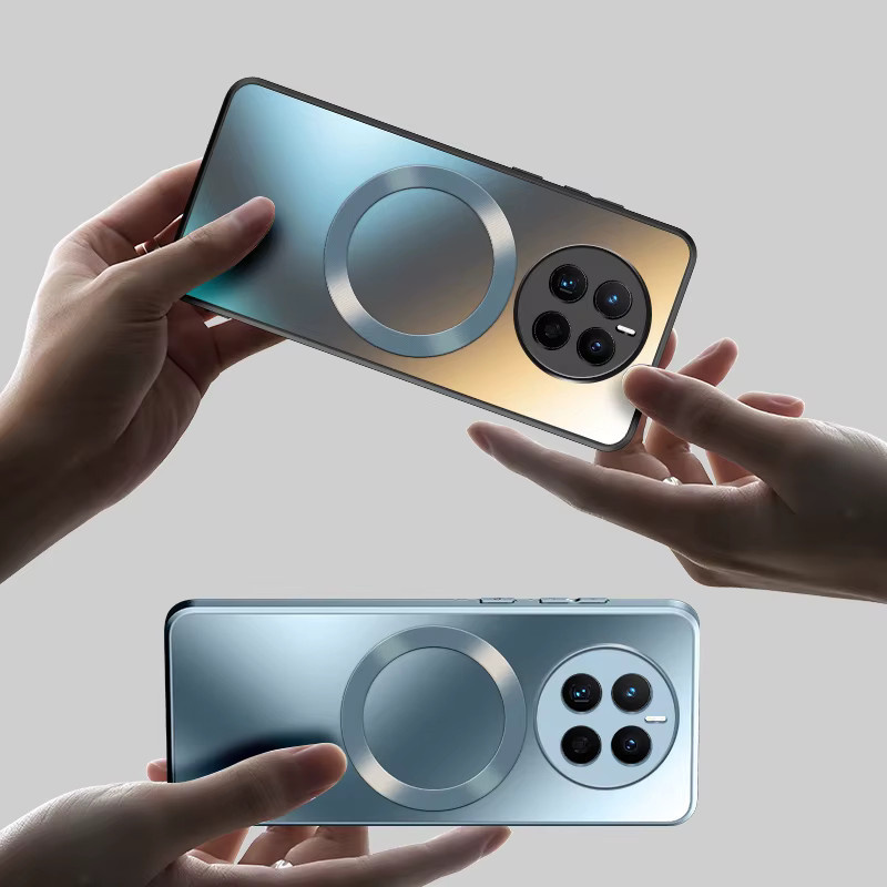 AG Matte Silikon-Hartschale für Huawei Mate 60 50 40 30 Pro mit magnetischer kabelloser Ladefunktion in Weiß - Bild 2