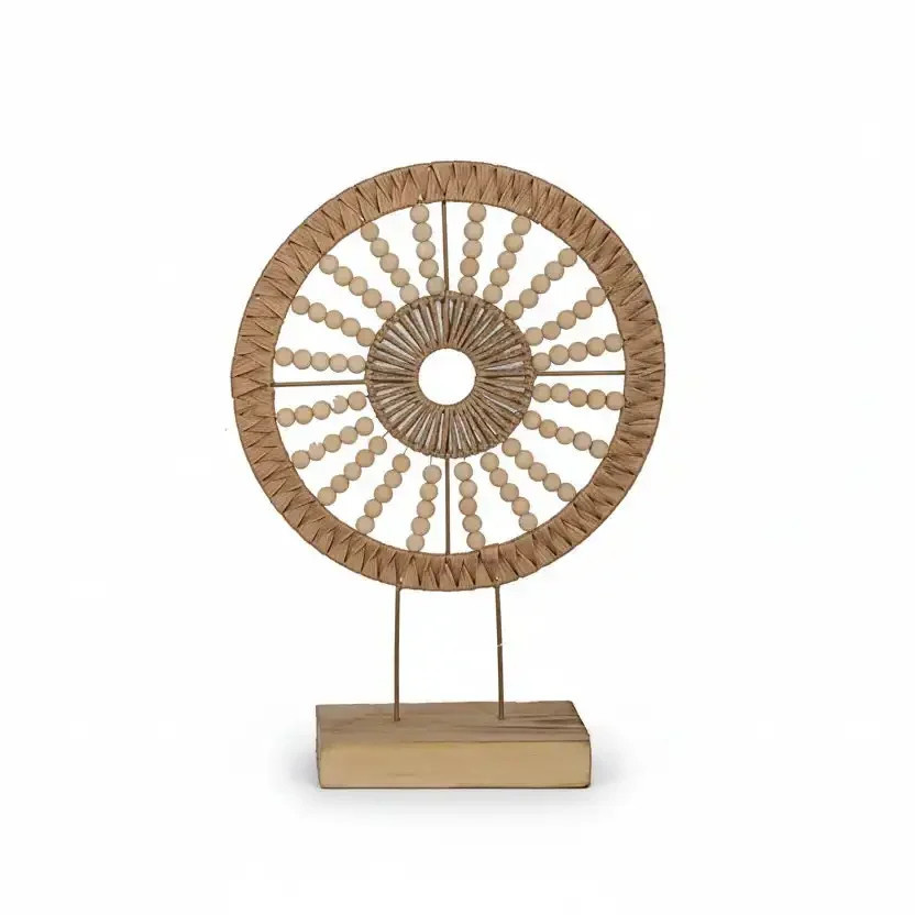 Lolaa Deko-Objekt Solara in Beige aus Holz und Perlen auf Ständer, Höhe: 46 cm - Bild 1