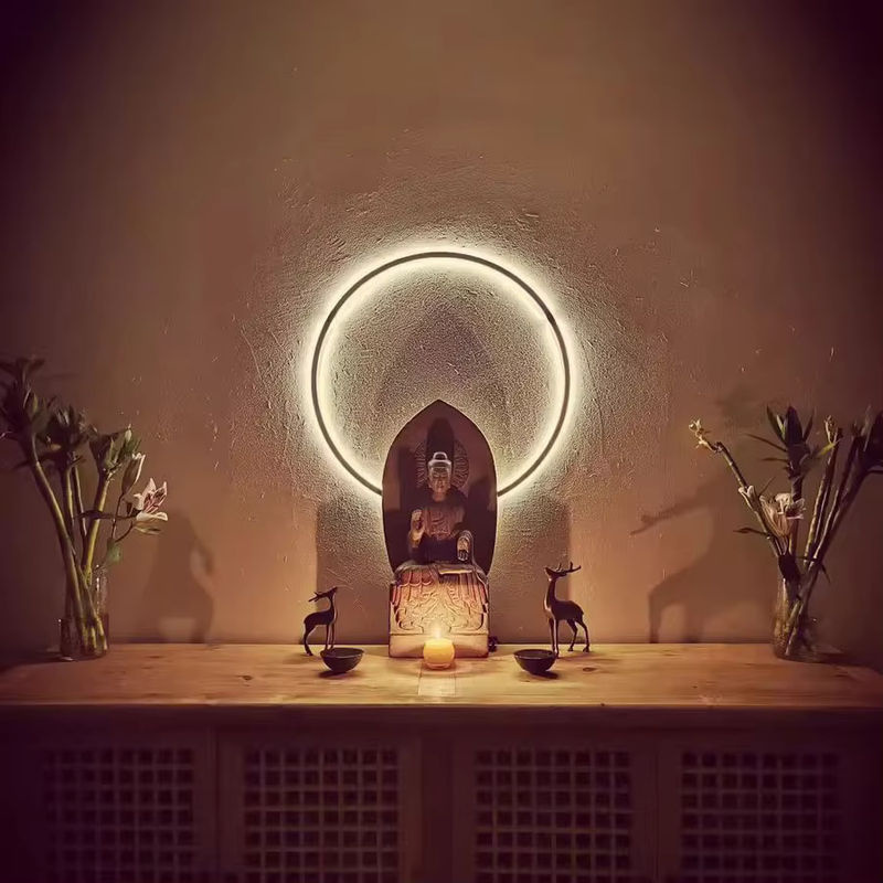 JIANKEXING Moderne LED Wandleuchte in Kreisform, Schwarz und Gold, ideal für Wohnzimmer, Schlafzimmer oder Korridor - Bild 4
