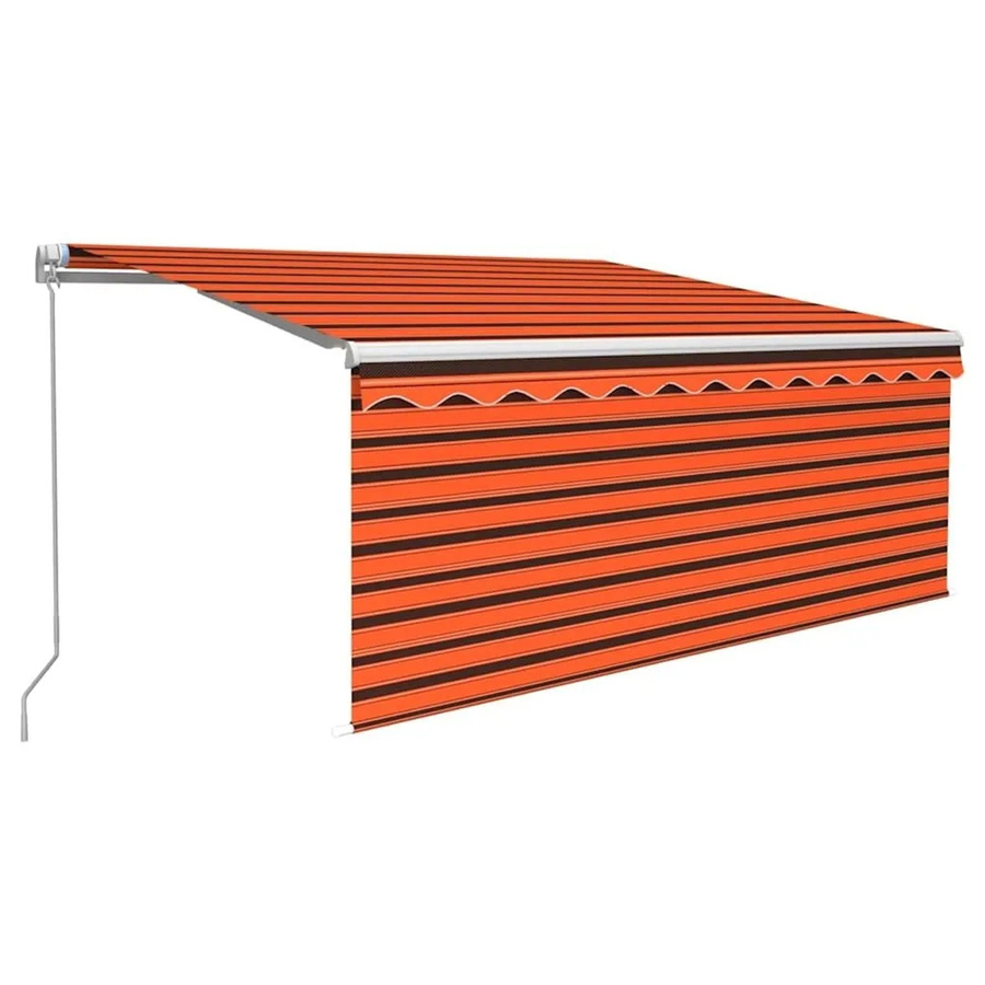 vidaXL Markise manuell einziehbar mit Rollo aus Aluminium und Polyester, B: 350 cm, H: 250 cm, Orange Braun - Bild 2
