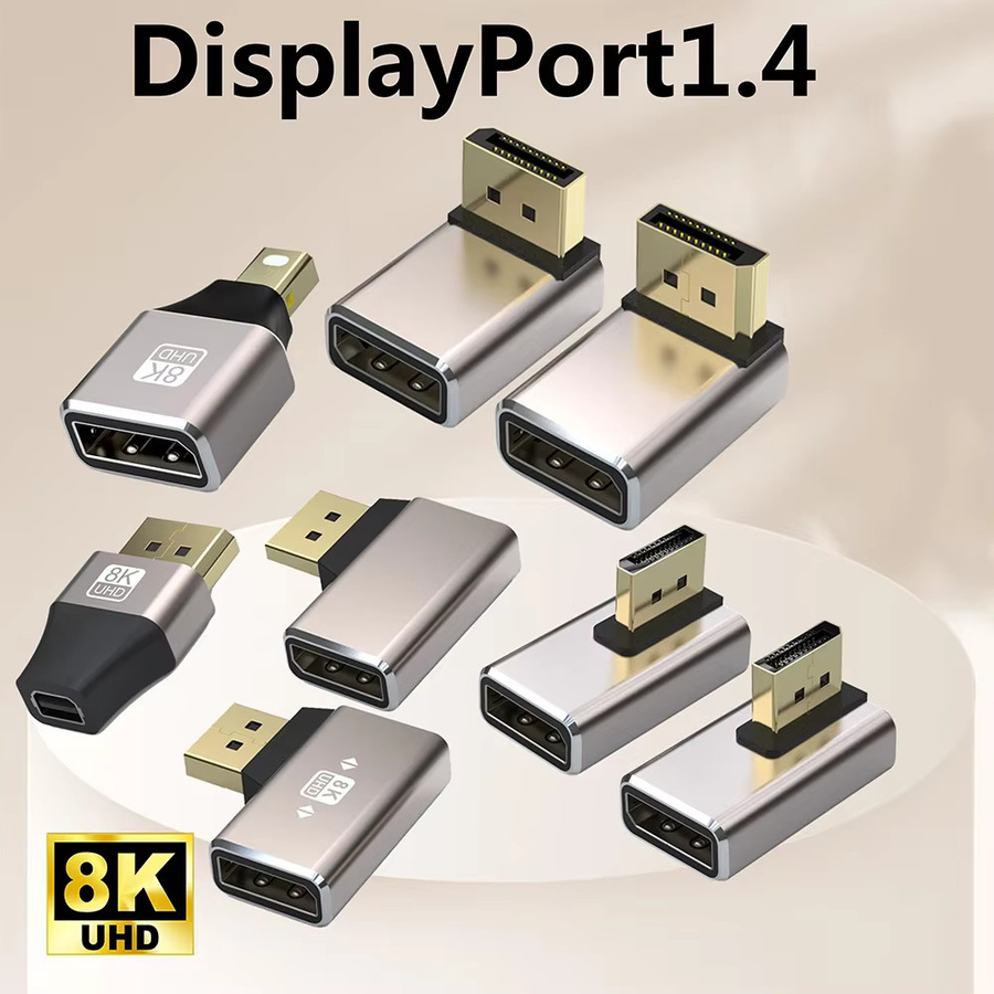 BSN DisplayPort 1.4 Adapter in Silber mit Legierungsgehäuse für 8K@60Hz und 4K@144Hz HDR Video sowie DP-Kabelverlängerung - Bild 2