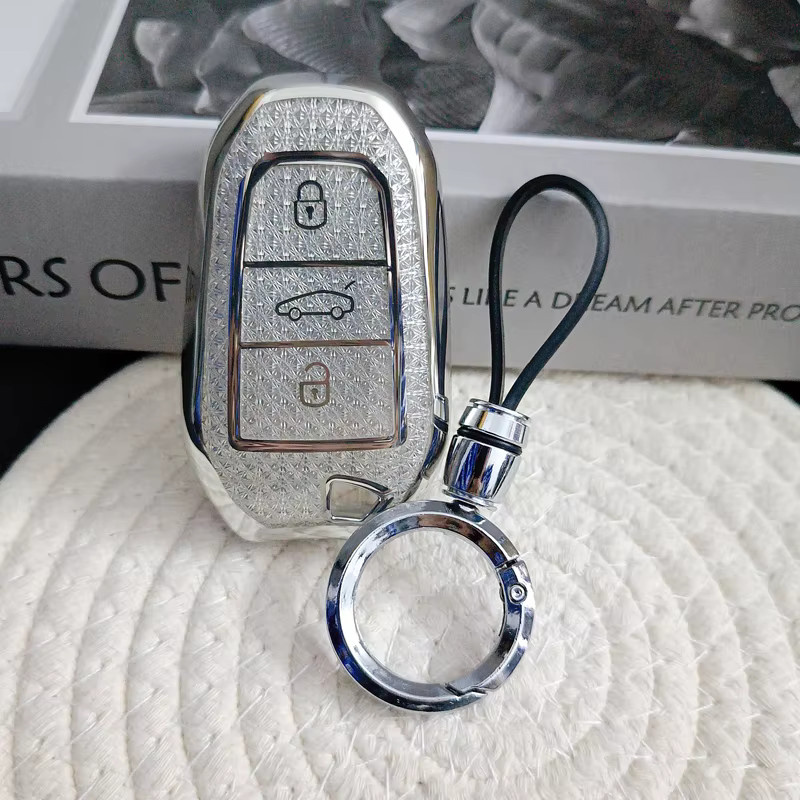ICAR White Diamond TPU Autoschlüssel Etui für Peugeot und Citroen in Weiß/Silber - Bild 2