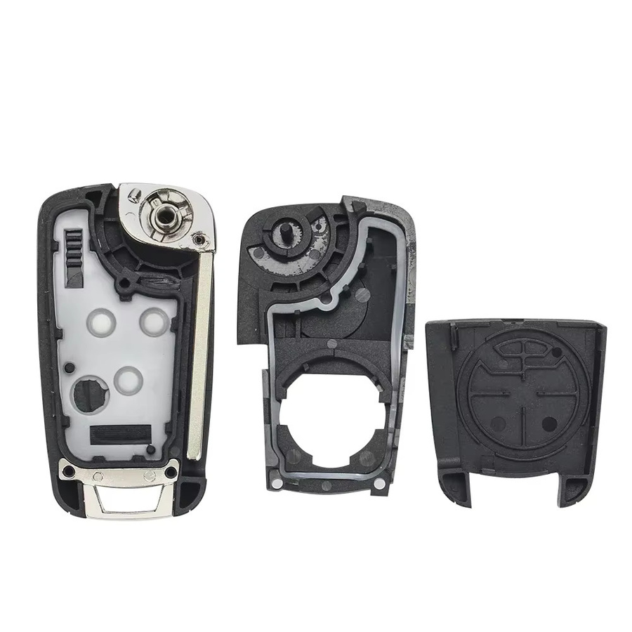 KEYYOU 8er Set Auto Schlüssel Gehäuse für Chevrolet Cavalier Aveo 2020 mit HU100 Klinge, 2/3 Tasten Flip Klapp Fernbedienung Shell in Schwarz - Bild 3