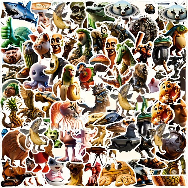 100 Stück kreative und abstrakte Brain-Sticker in Multicolour aus Papier - Bild 1