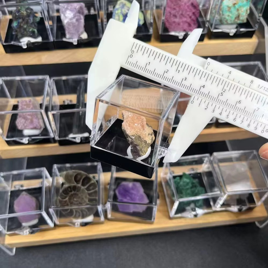 Natürliche Kristall-Mineral-Displaybox mit stabiler Basis für Quarz, Amethyst und Pyrit, Mehrfarbig - Bild 2