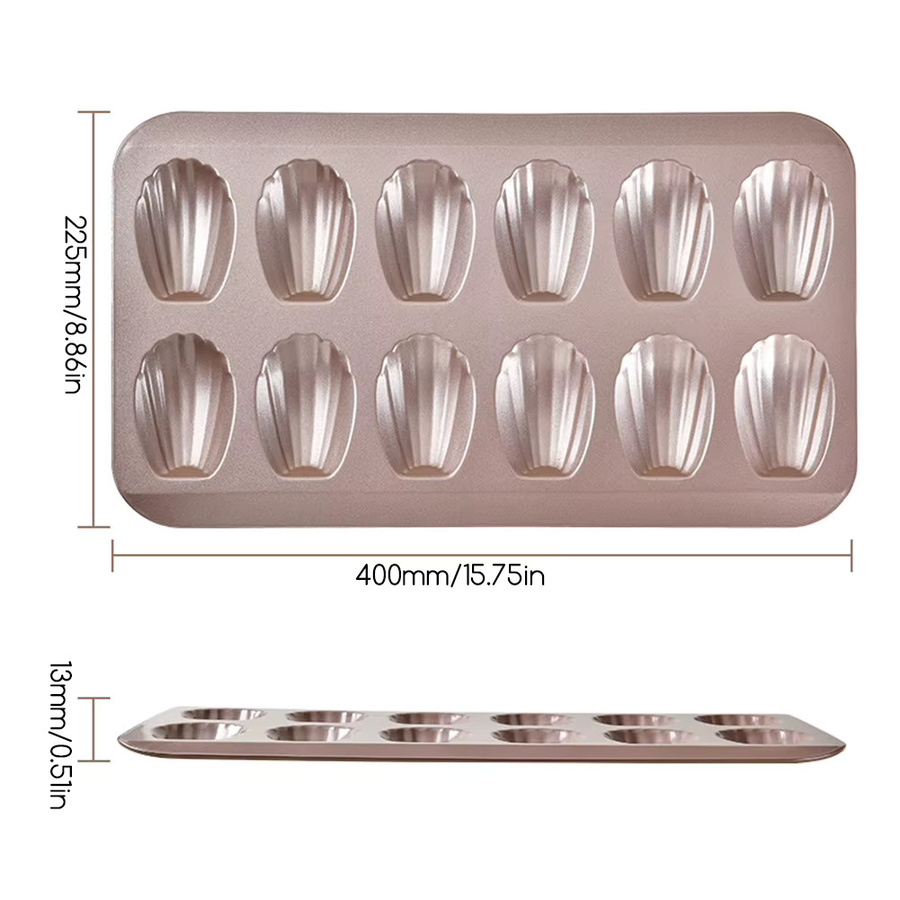 Aihogard Madeleine-Backform aus Edelstahl in Silber und Gold für Mini-Kuchen und Plätzchen - Bild 6