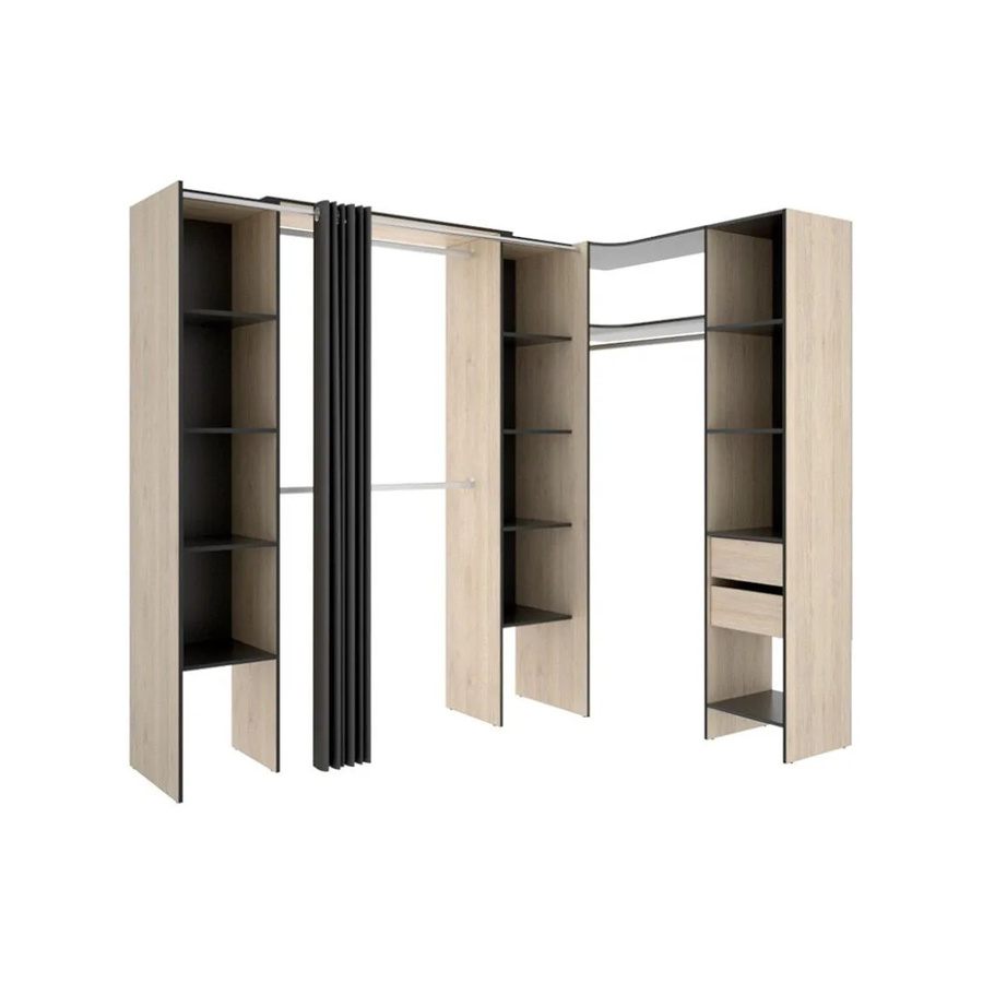 Offener Kleiderschrank Dorian von Vente-unique in Anthrazitgrau, B: 164 cm, H: 234 cm, T: 141 cm - Bild 2