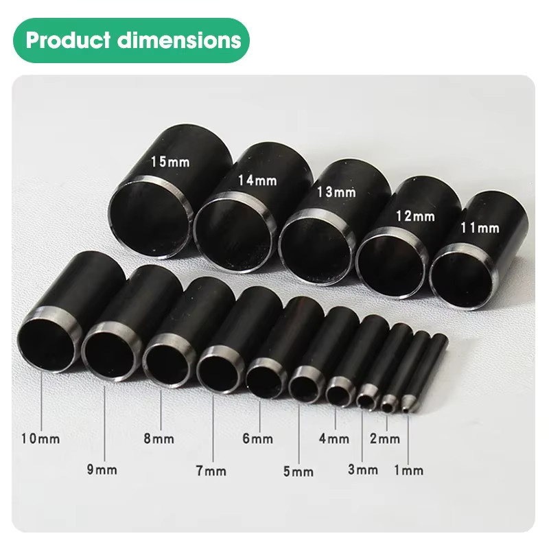 Runder Lederlocher Set aus Metall mit 15 Größen und Aufbewahrungskoffer für DIY-Bastelarbeiten - Bild 6