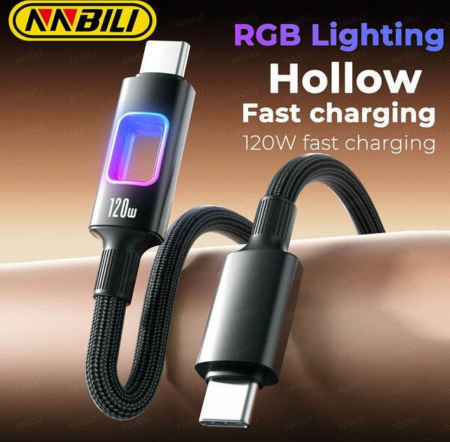 NNBILI USB-C auf USB-C Kabel mit 100 W PD Schnellladefunktion und Datenübertragung in Weiß - Bild 1