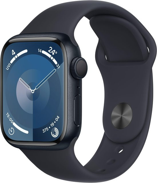 Apple Watch Series 9 GPS Smartwatch mit Aluminiumgehäuse und Sportarmband in Mitternacht, 45mm - Bild 1